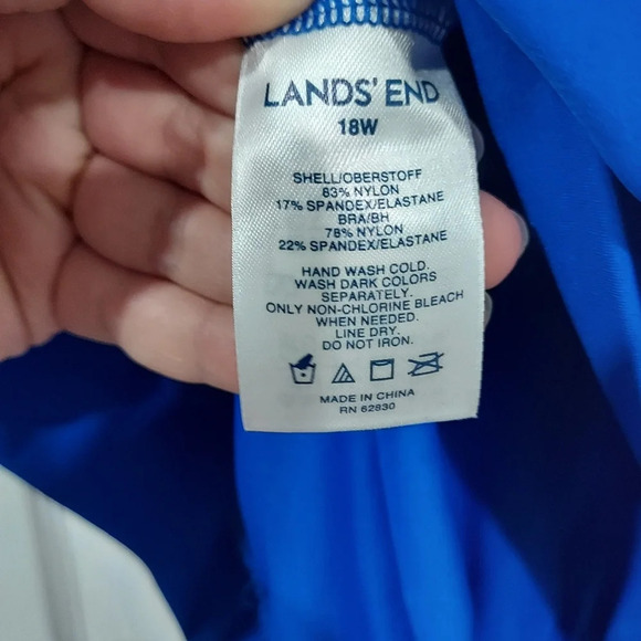 NWOT Lands' End Electric Blue Blouson Tankini Swimsuit Top in Size 18W - Picture 12 of 12